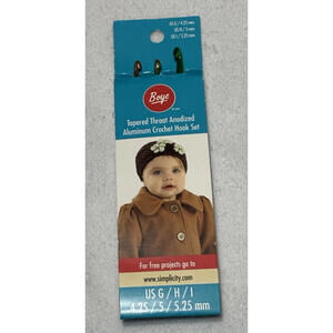 Boye Anodized Aluminum Crochet Hook Set 4.25 5 And 5.25 G H I Tapered Throat NEW